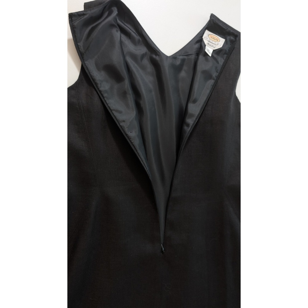 Talbots Petite Size 14 100% Irish Linen Black Fully Lined Dress 39" Midi Length - Picture 5 of 10
